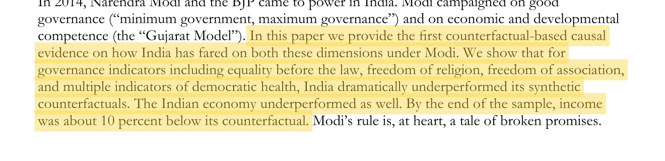 Highlighted abstract passage stating the paper's comparison findings
