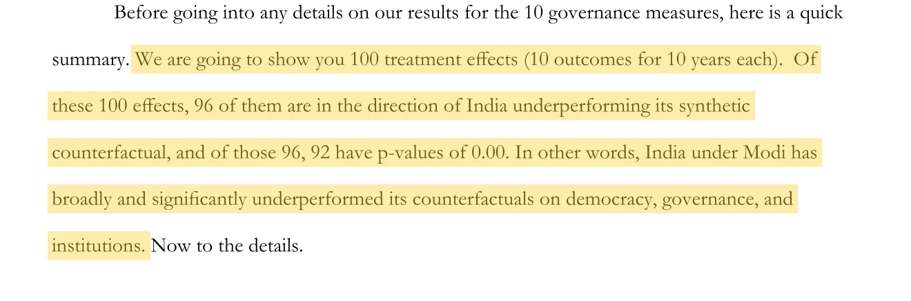 Highlighted passage reporting 96 of 100 governance effects