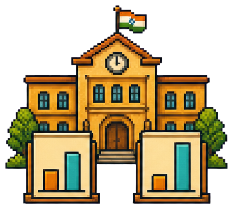 Pixel-art school with two report cards, one improving more than the other